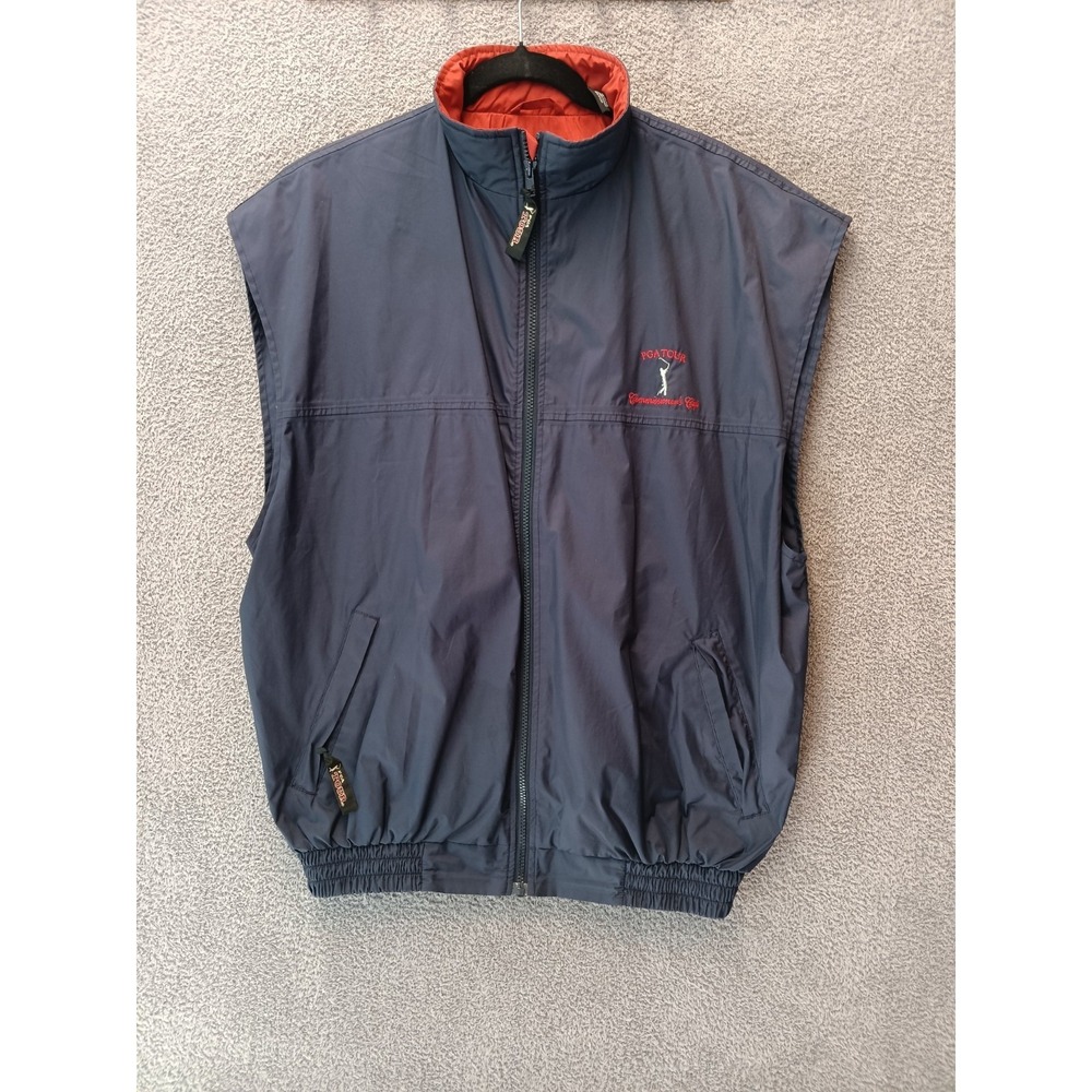 PGA Tour Commissioner's Cup Insulated Golf Vest Men's Large Navy Full Zip Lined